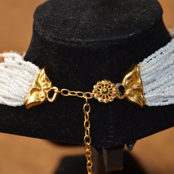 RARE VINTAGE STATEMENT RUNWAY JOSE MARIA BARRERA PEARL 28 STRANDS BEACH NECKLACE - Picture 4 of 14